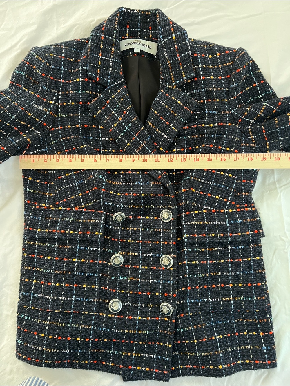 Veronica Beard Rumer Dickey Jacket in navy multi tweed. - Picture 10 of 11